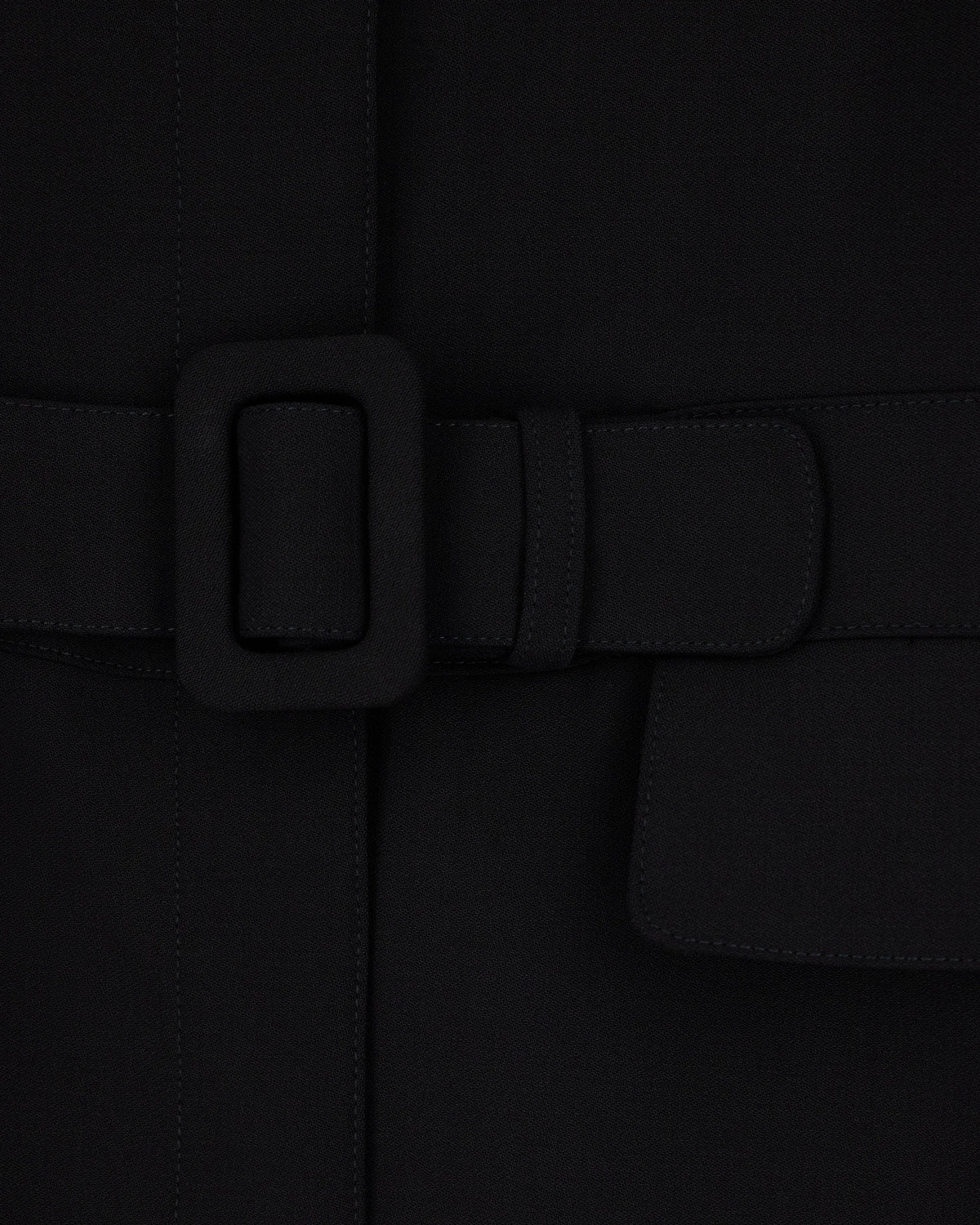 Belted blazer in stretch virgin wool with a round neckline
