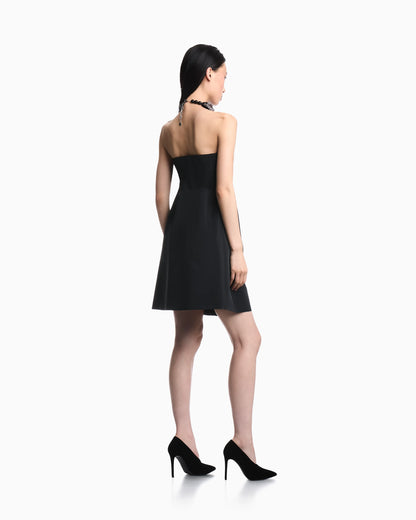 Dress in faille with satin bindings and invisible zipper