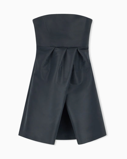 Dress in faille with satin bindings and invisible zipper