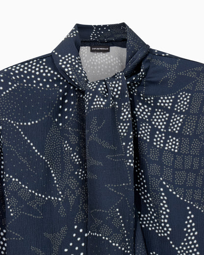 Creponne shirt with dotted floral print and a neck tie