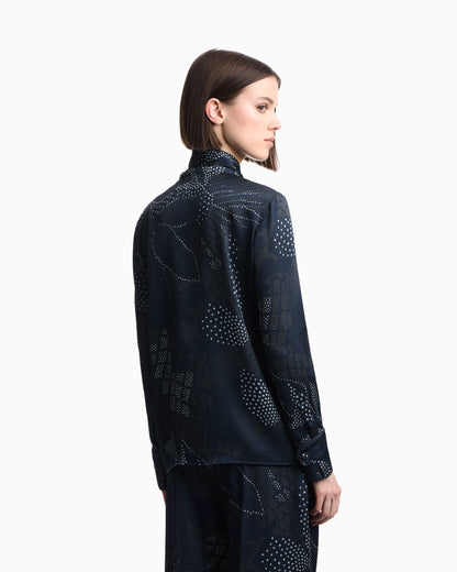 Creponne shirt with dotted floral print and a neck tie