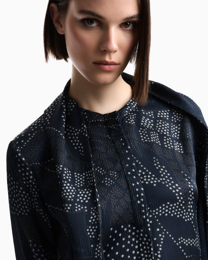 Creponne shirt with dotted floral print and a neck tie