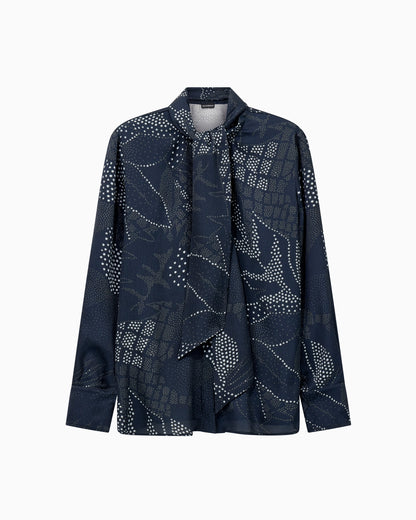 Creponne shirt with dotted floral print and a neck tie