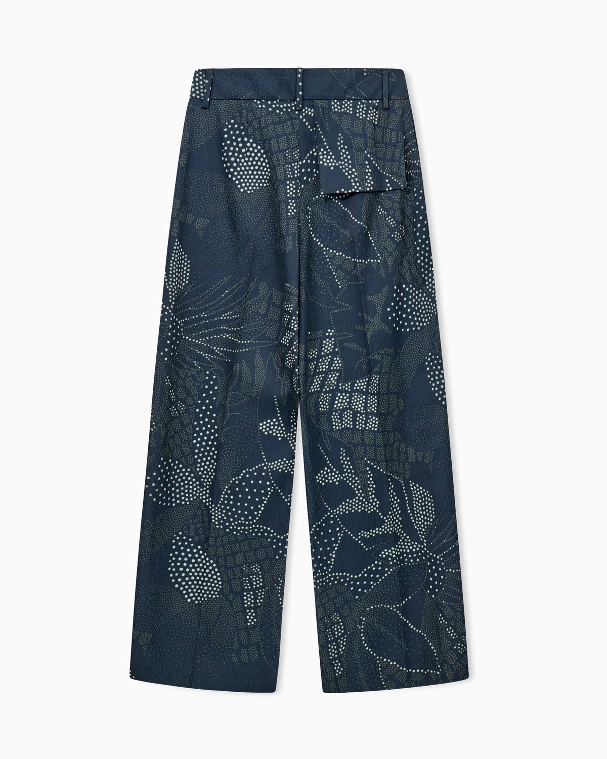 Wide-leg pleated creponne trousers with a floral dot print