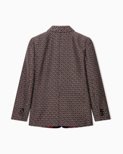 Basket weave lurex blazer with an embroidered chest crest