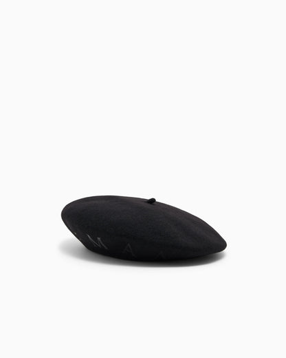 Beret hat with metallic studs around the edge