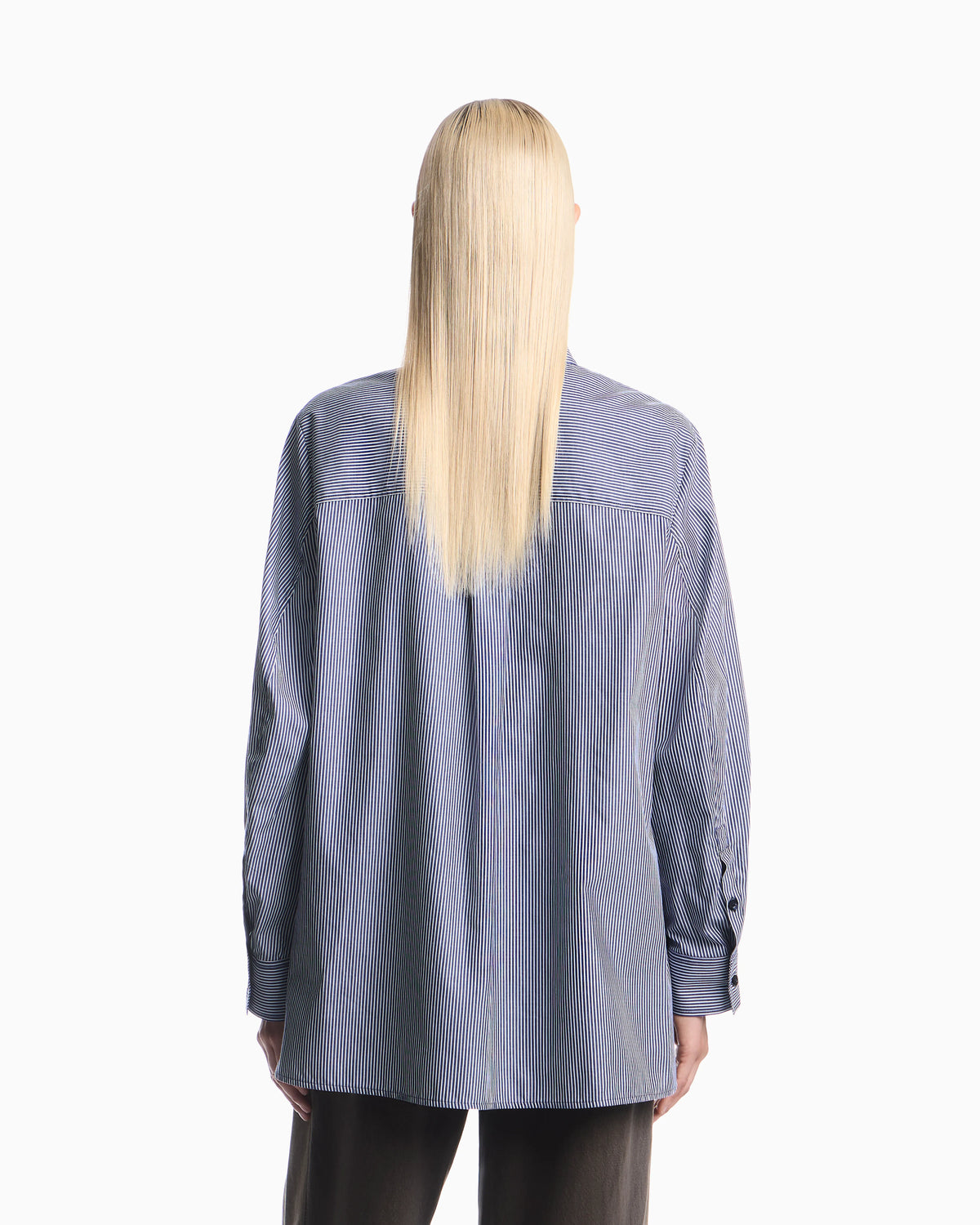 Striped cotton poplin shirt with a single chest pocket