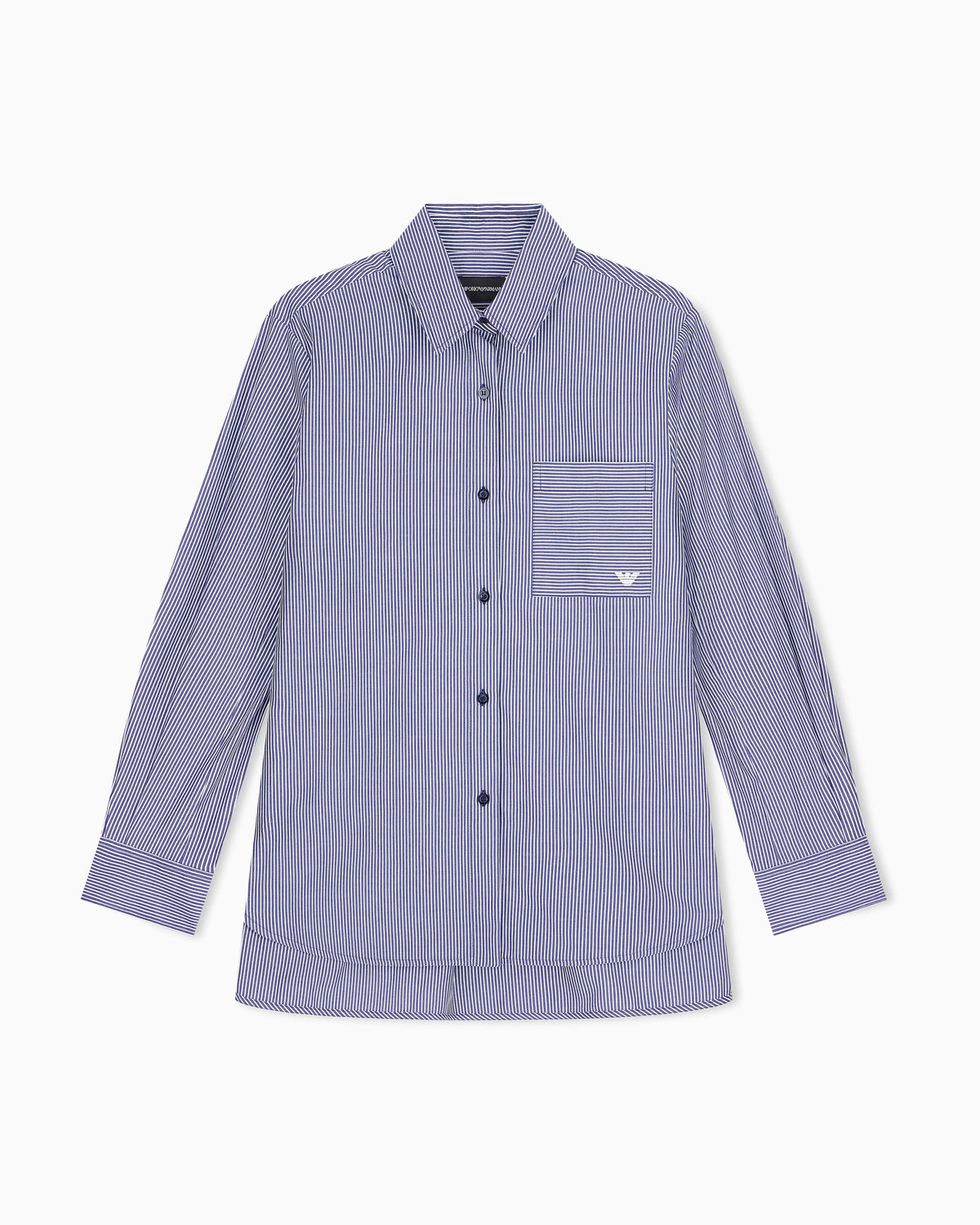 Striped cotton poplin shirt with a single chest pocket