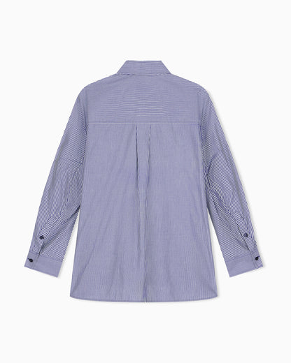 Striped cotton poplin shirt with a single chest pocket