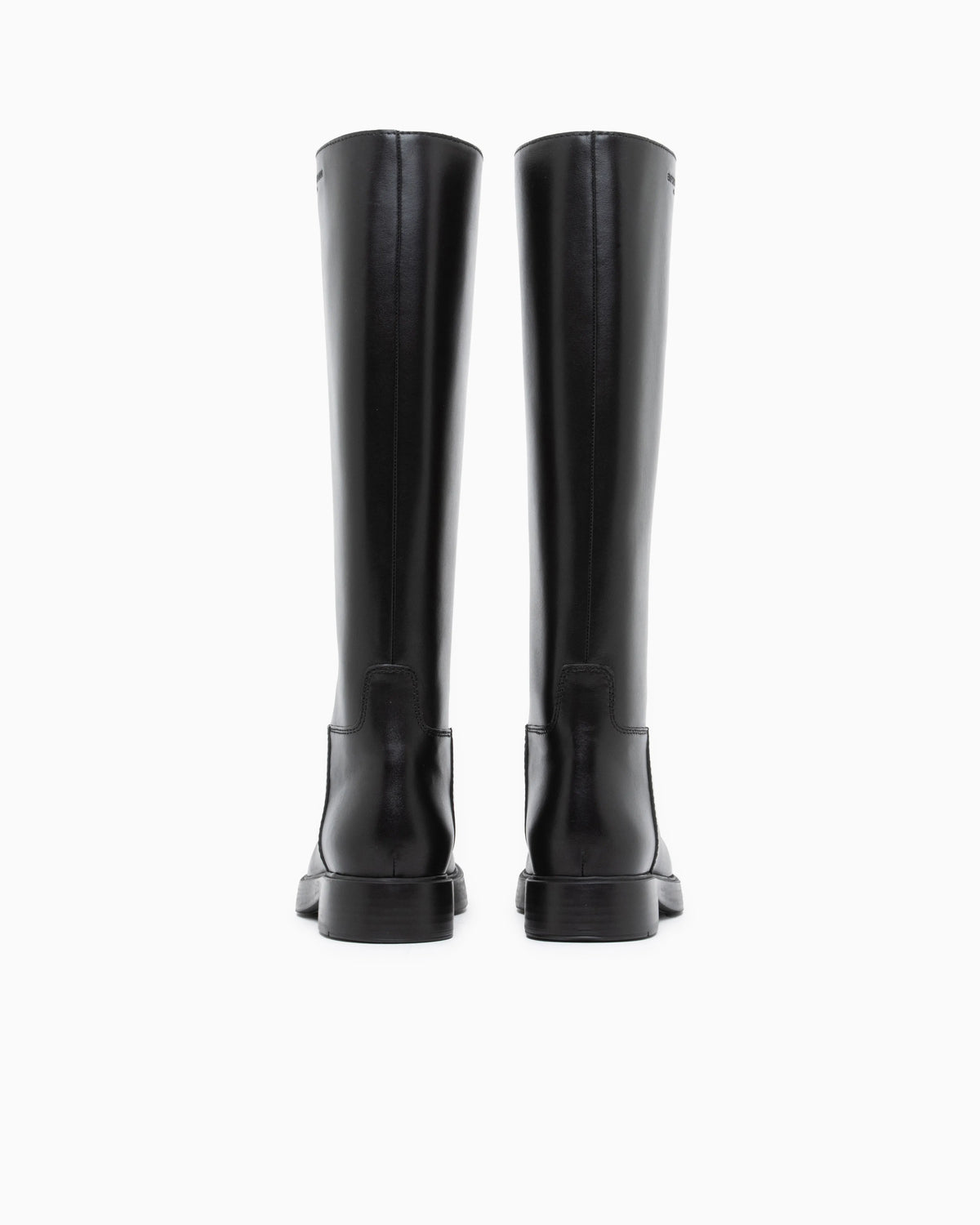 Leather knee-high boots with a round toe and low heel