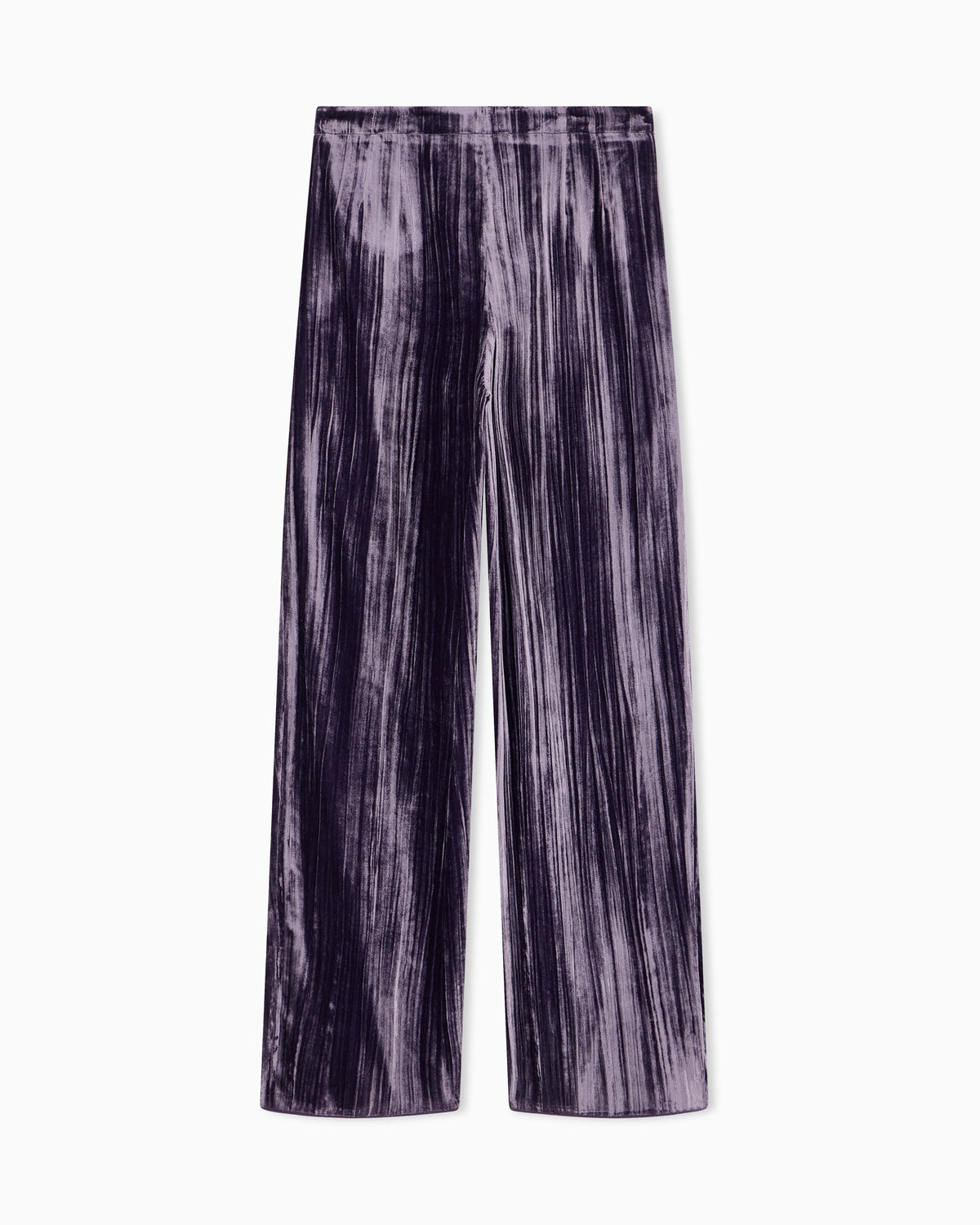 Trousers in plissé velvet with elastic waistband regular fit