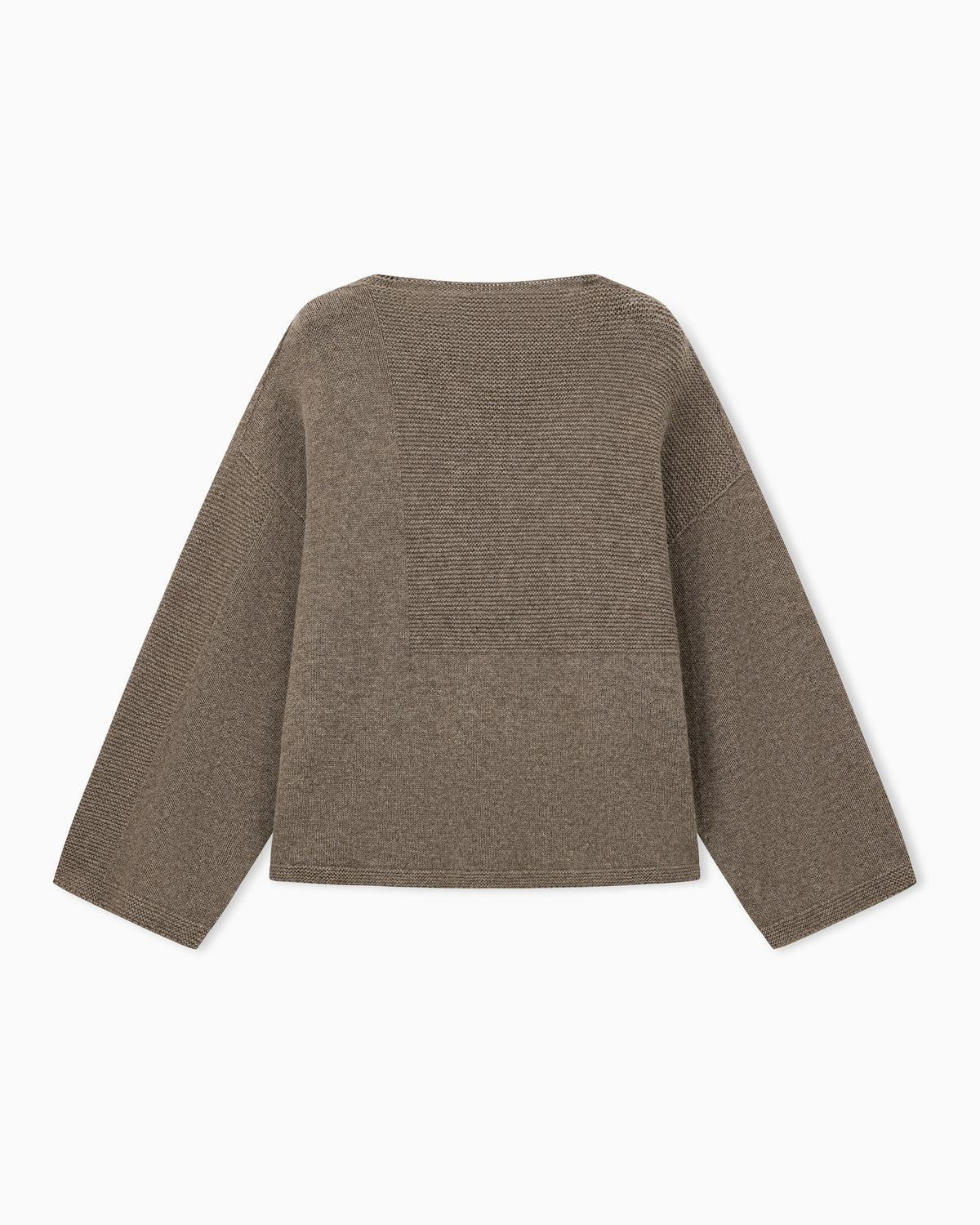 Sweater in textured virgin wool and cashmere with round neck