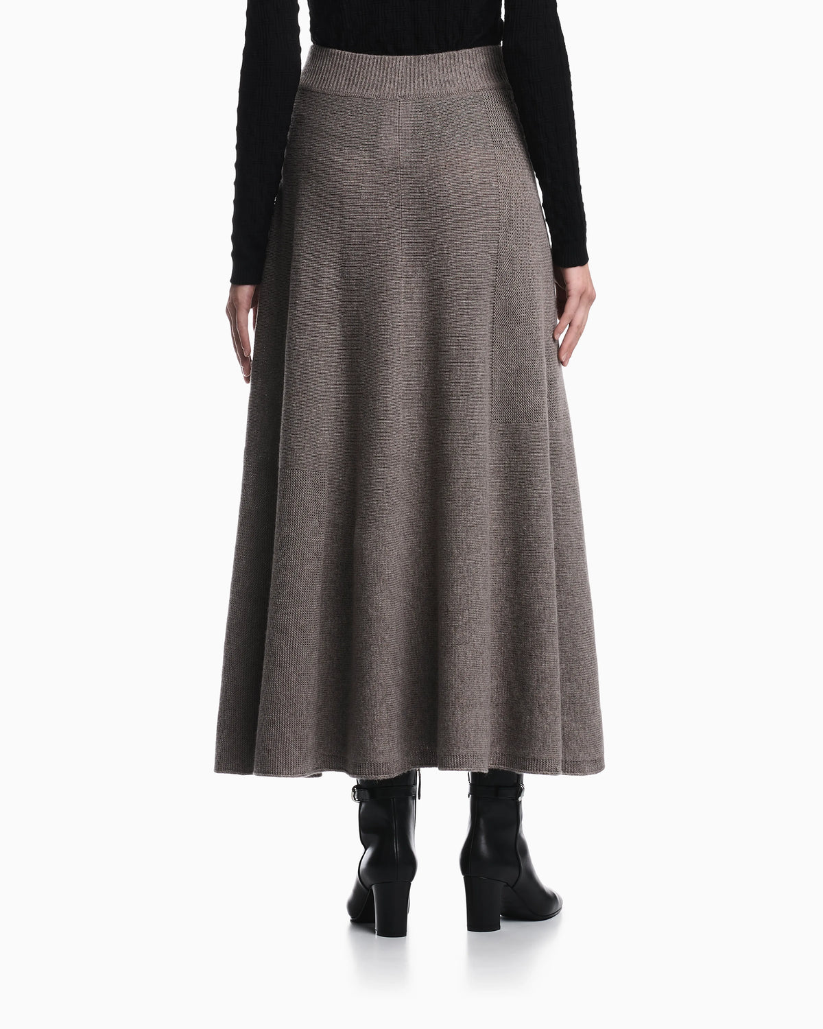 Skirt in virgin wool and cashmere with ribbed waistband