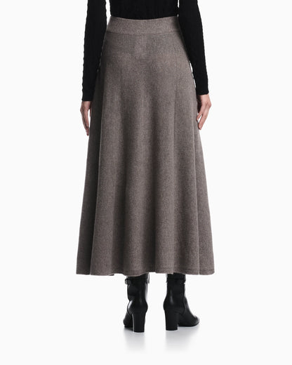 Skirt in virgin wool and cashmere with ribbed waistband
