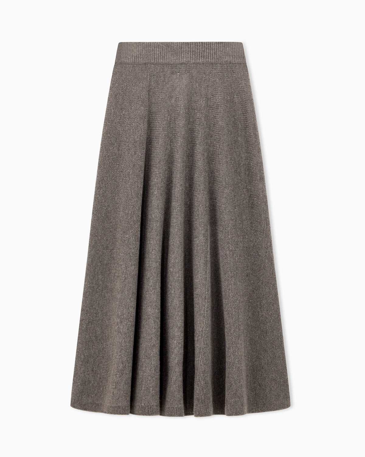 Skirt in virgin wool and cashmere with ribbed waistband