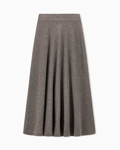 Skirt in virgin wool and cashmere with ribbed waistband