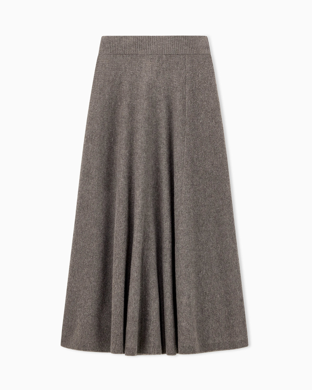 Skirt in virgin wool and cashmere with ribbed waistband