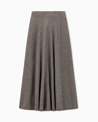 Skirt in virgin wool and cashmere with ribbed waistband