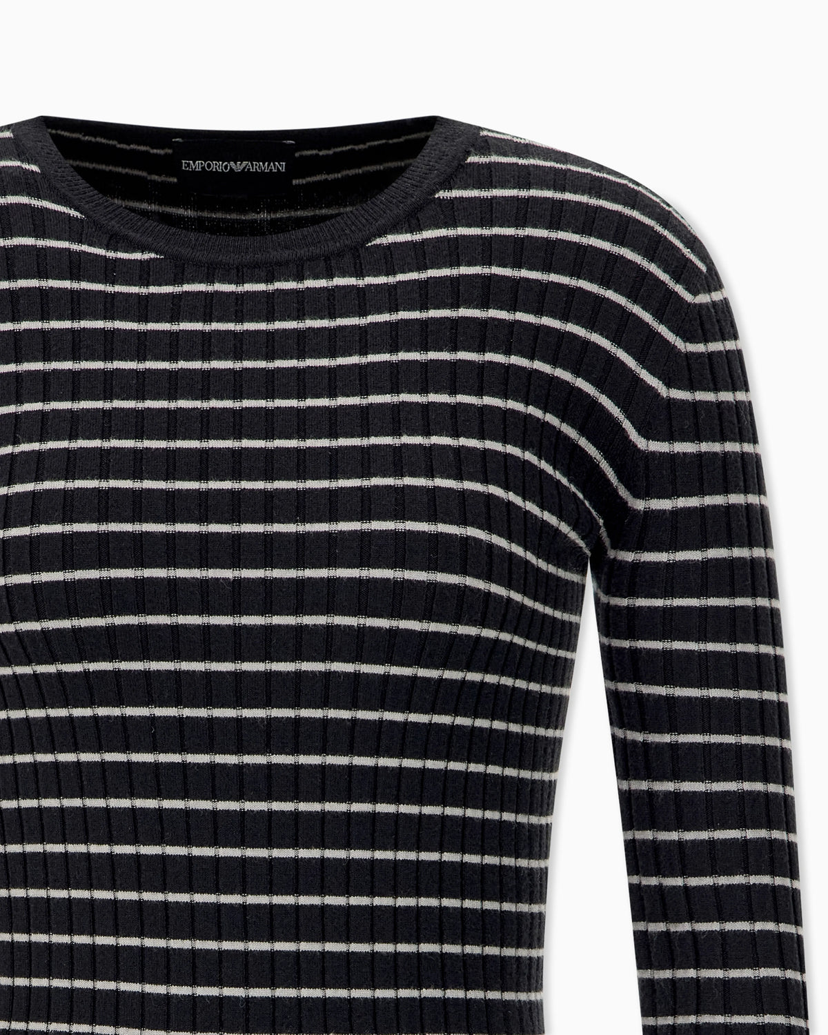 Slim fit ribbed pullover with crew neck and striped pattern