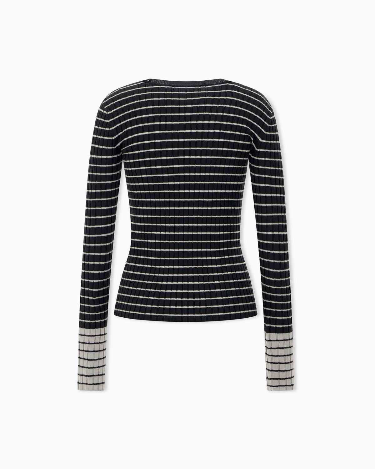 Slim fit ribbed pullover with crew neck and striped pattern