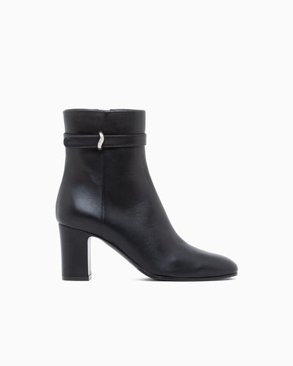 Nappa leather ankle boots with a block heel and buckle