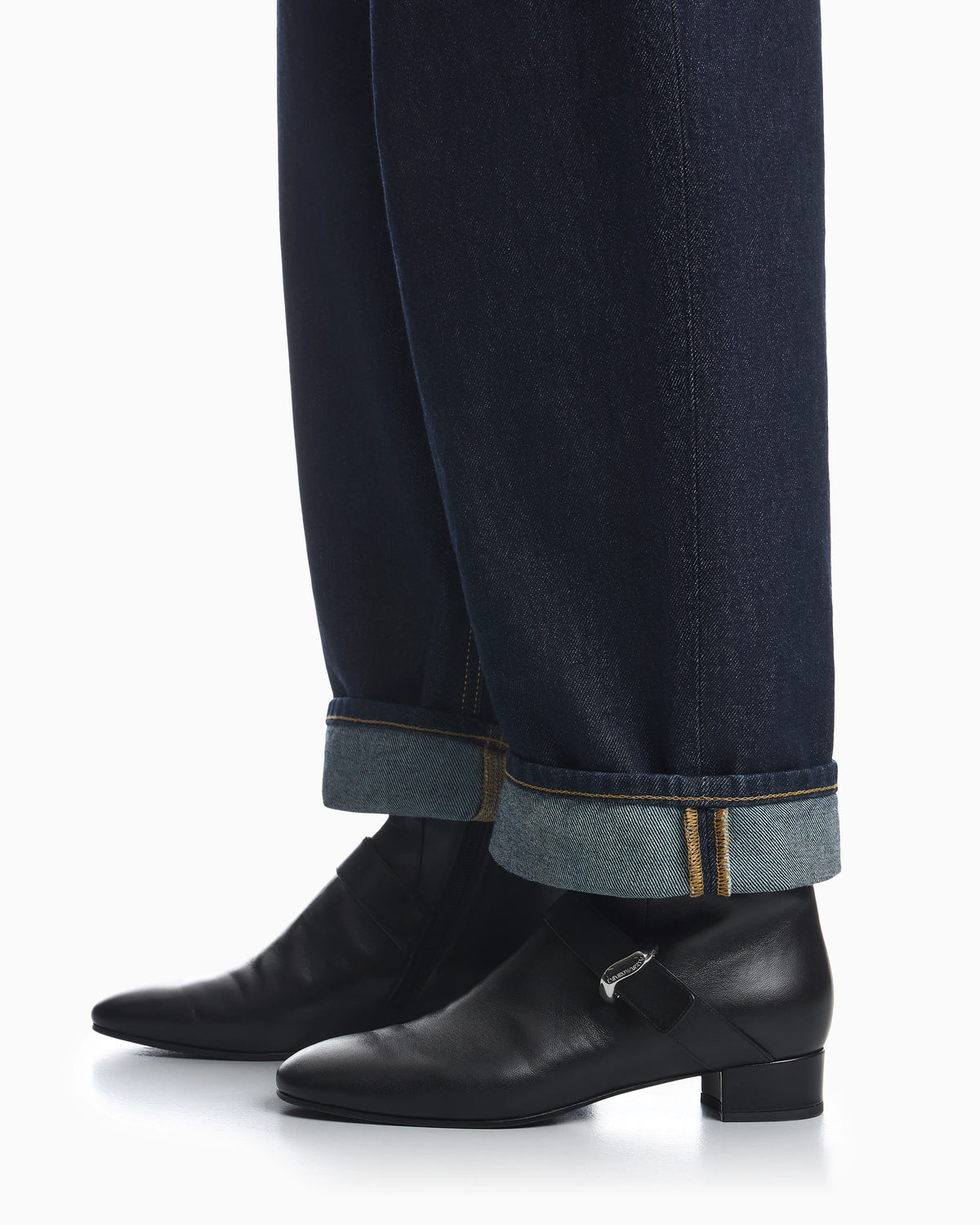 Nappa leather ankle boots with a side zip and metal buckle