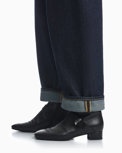 Nappa leather ankle boots with a side zip and metal buckle