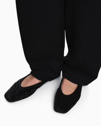 Ballet flats in animalier velvet with a leather sole