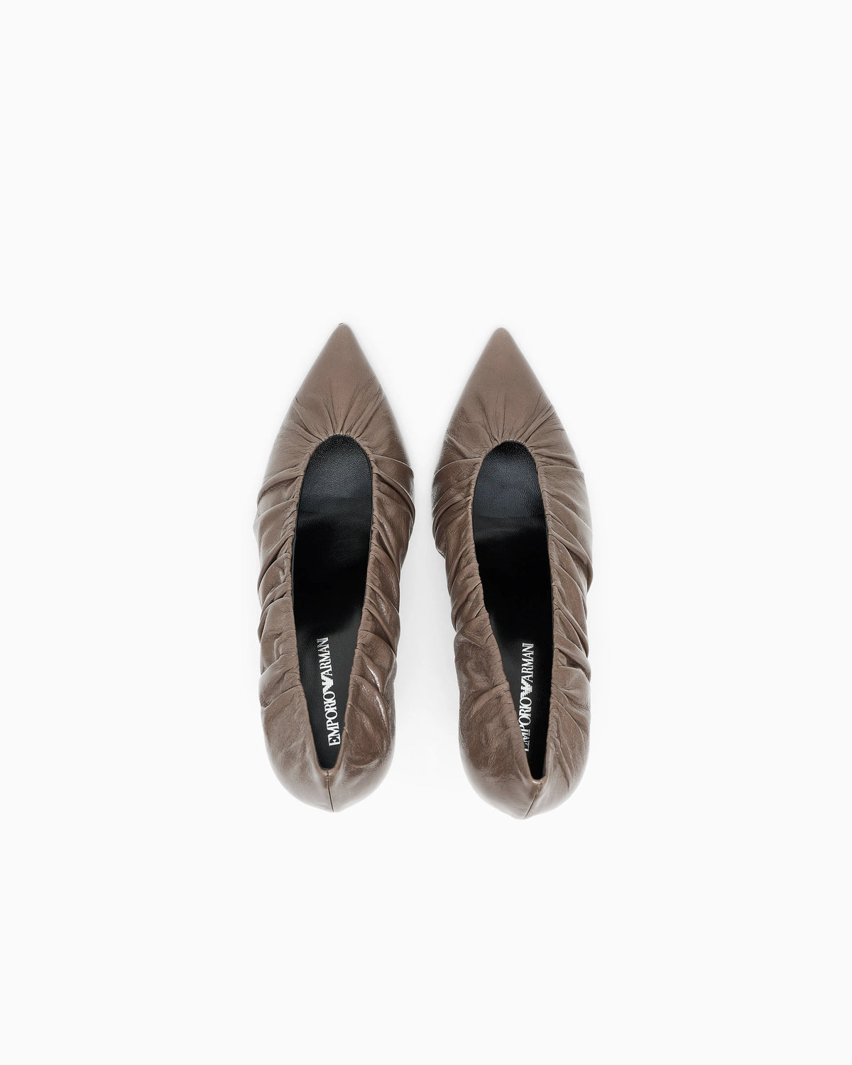 Pointed-toe leather court shoes with gathered detailing