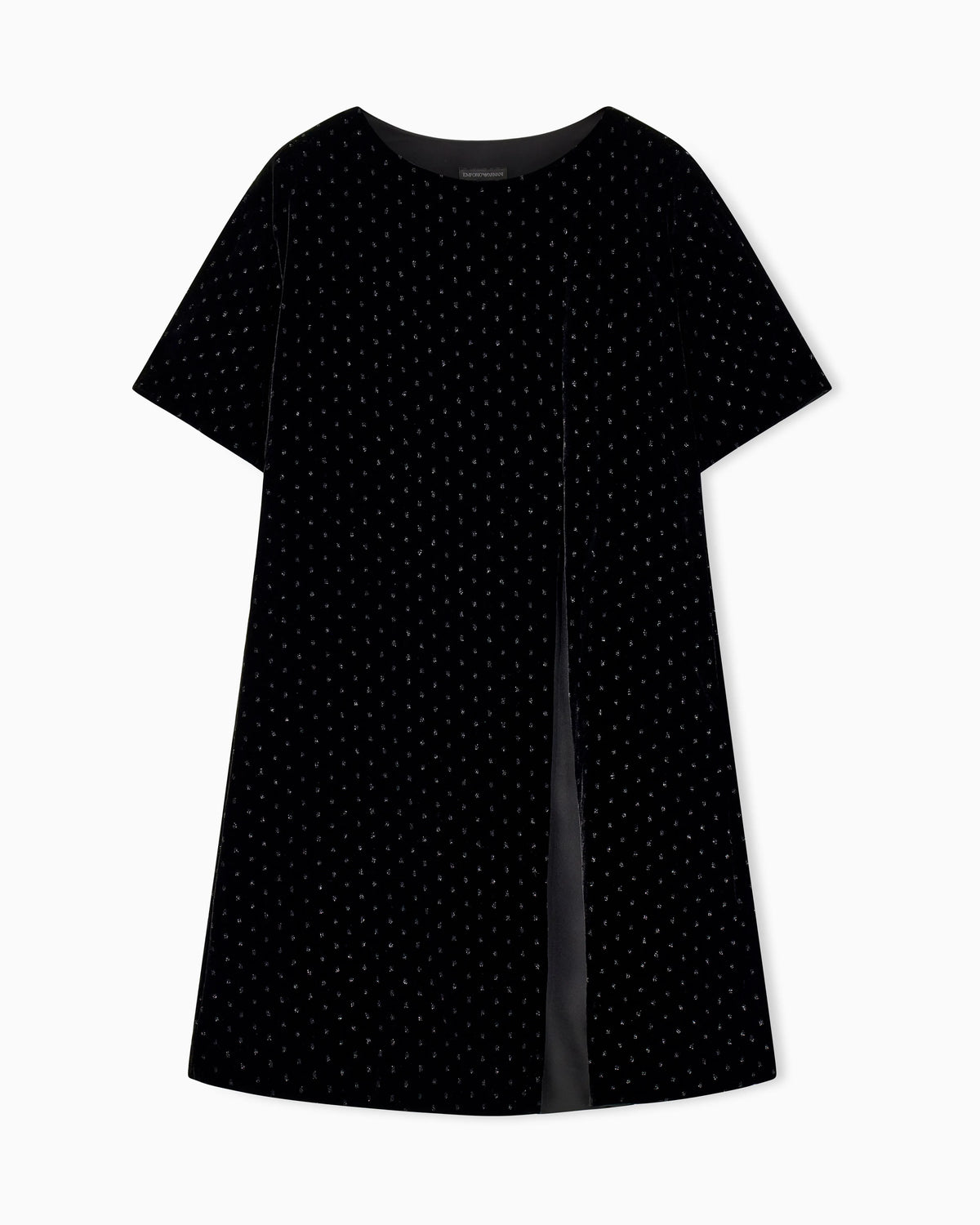 Short-sleeved velvet dress with glitter polka dots