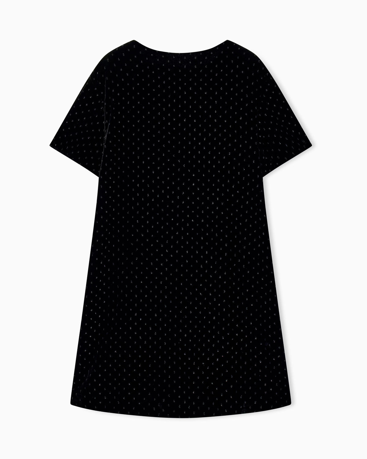 Short-sleeved velvet dress with glitter polka dots