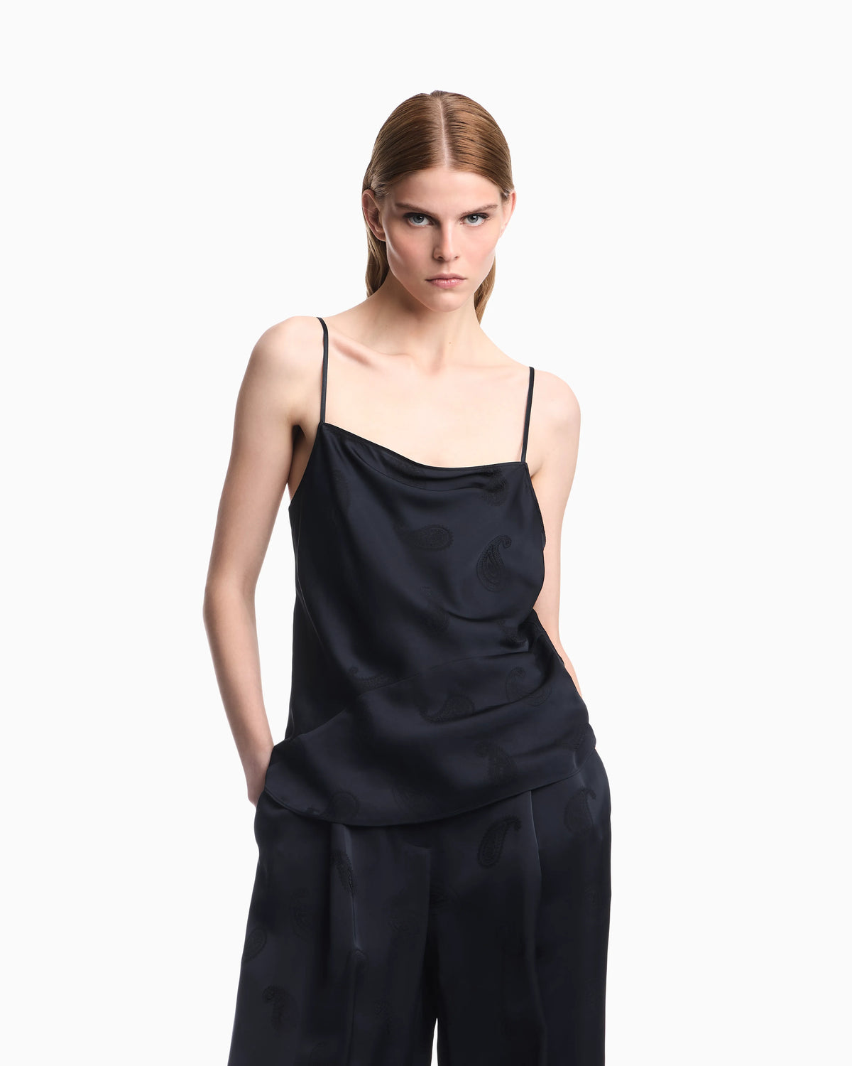 Satin jacquard paisley all-over top Boteh Capsule
