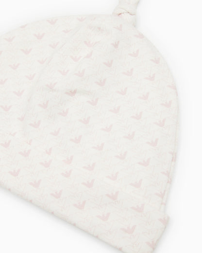 Jersey beanie with op-art eagles