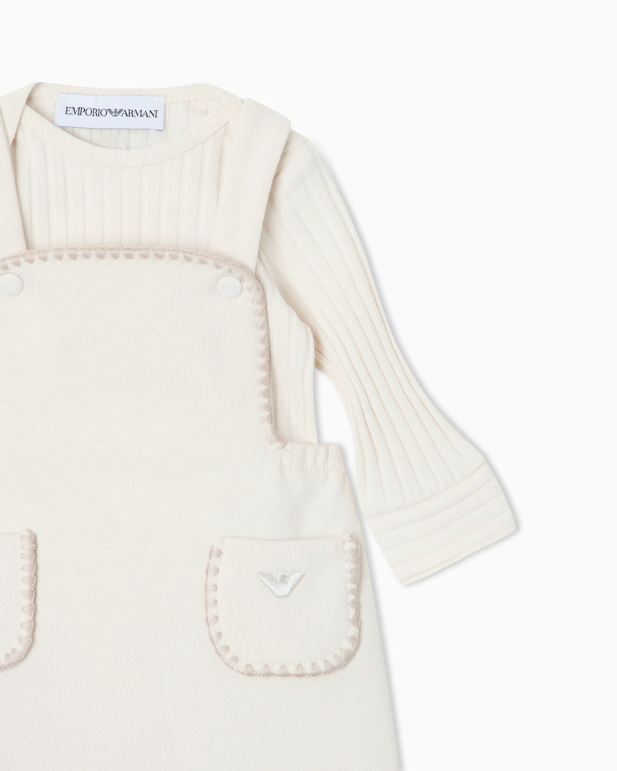 Baby set in cotton fleece with a romper and ribbed bodysuit