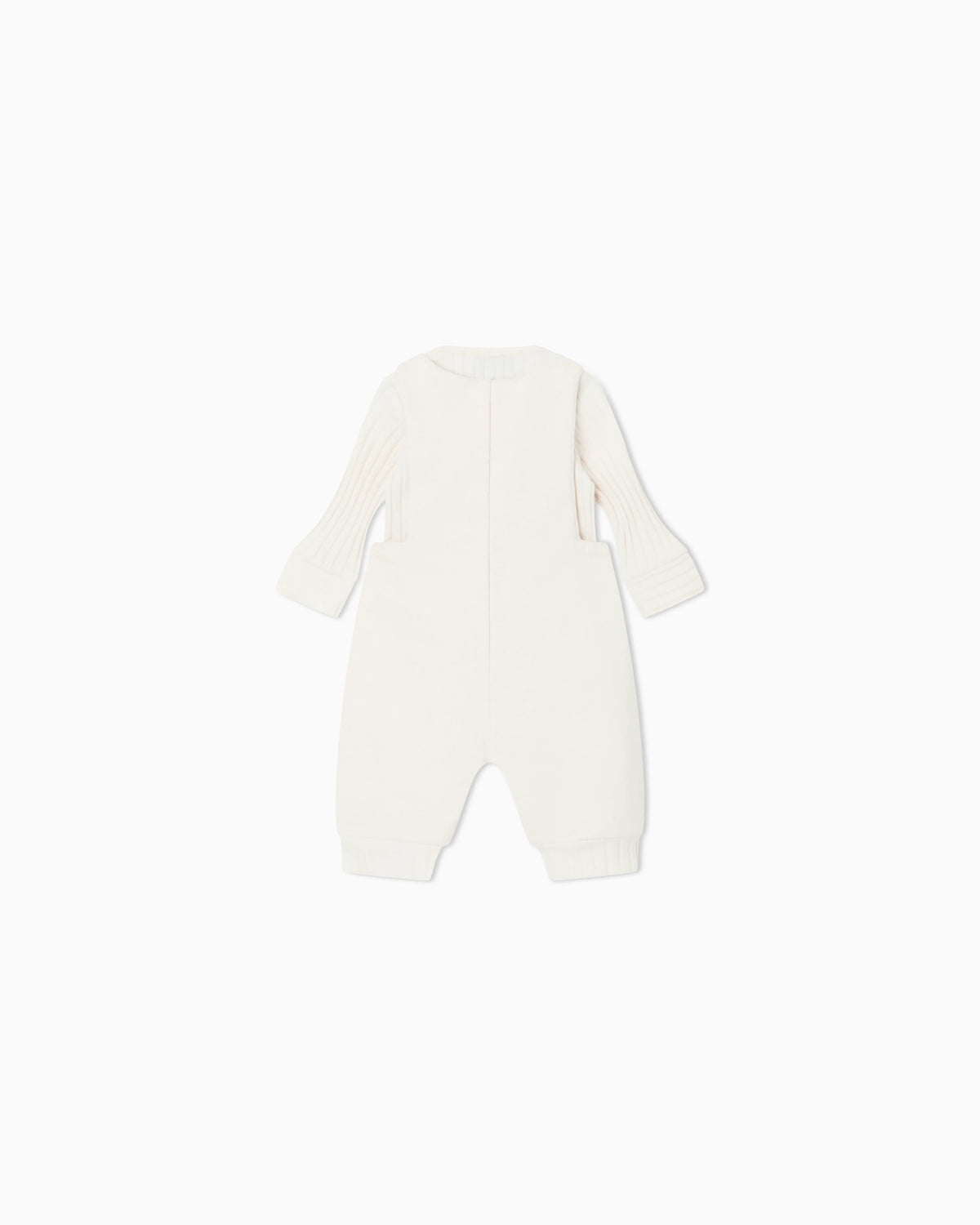 Baby set in cotton fleece with a romper and ribbed bodysuit