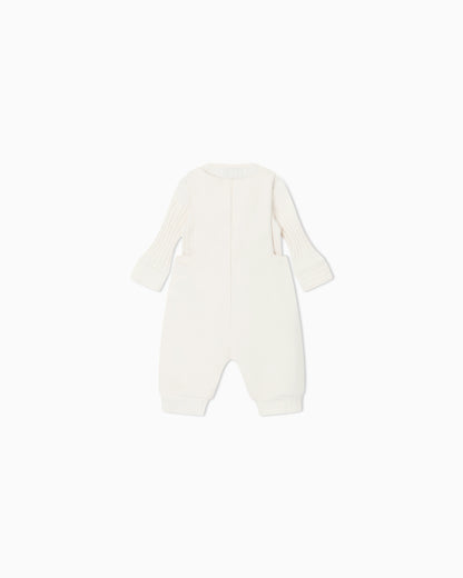 Baby set in cotton fleece with a romper and ribbed bodysuit