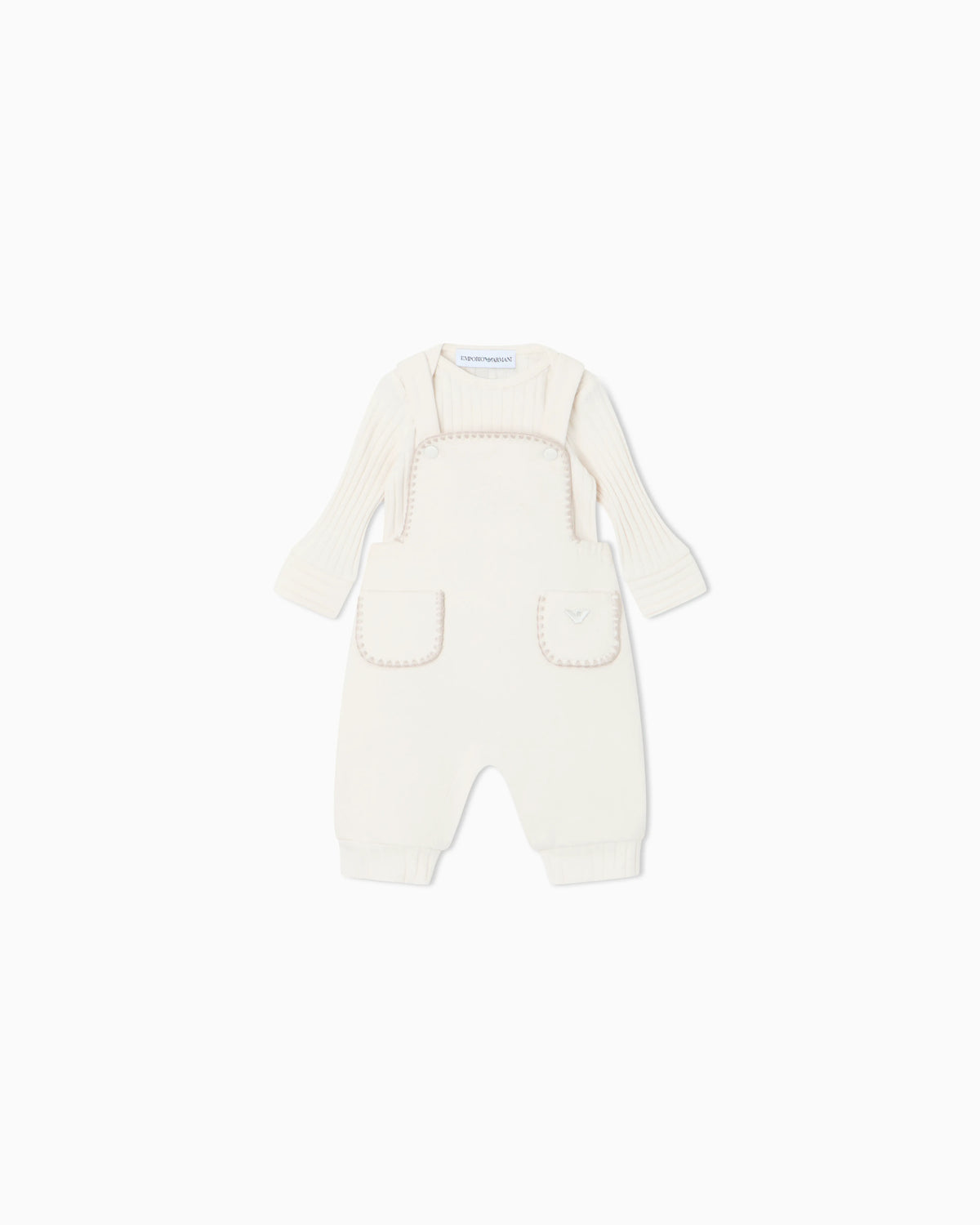 Baby set in cotton fleece with a romper and ribbed bodysuit