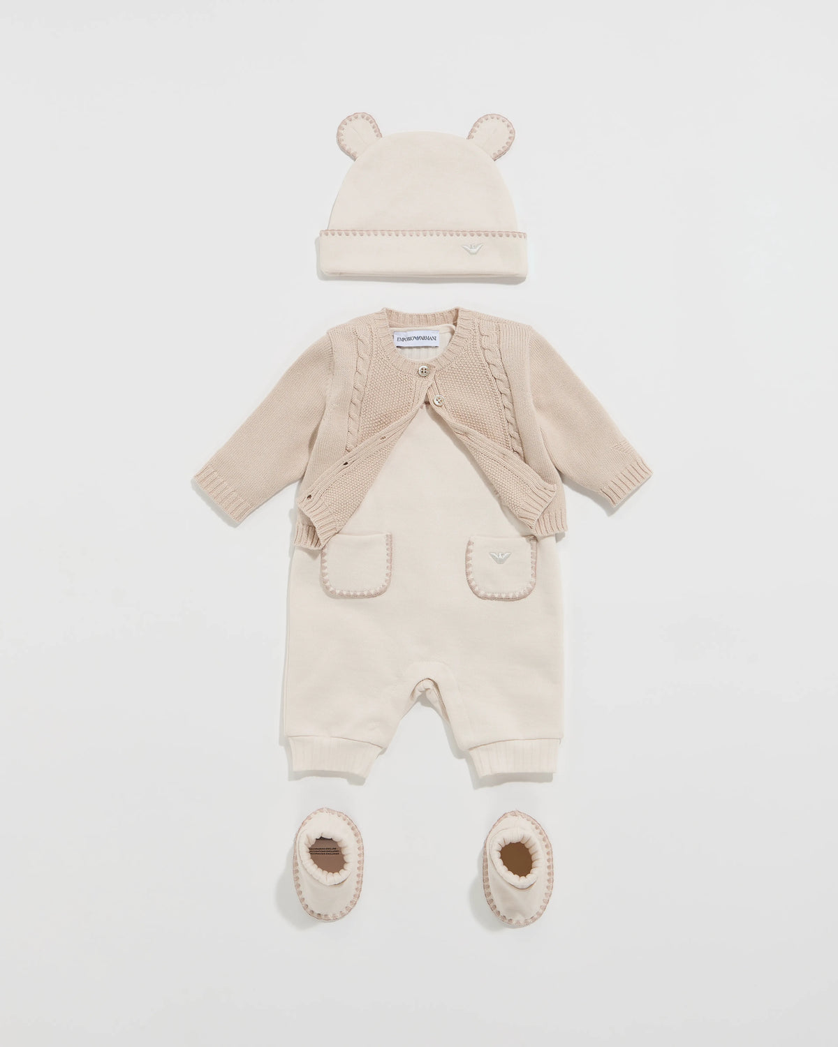 Baby set in cotton fleece with a romper and ribbed bodysuit