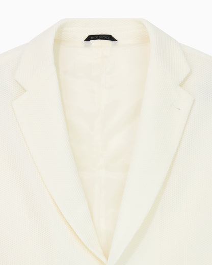 Single-breasted jacket in technical waffle fabric