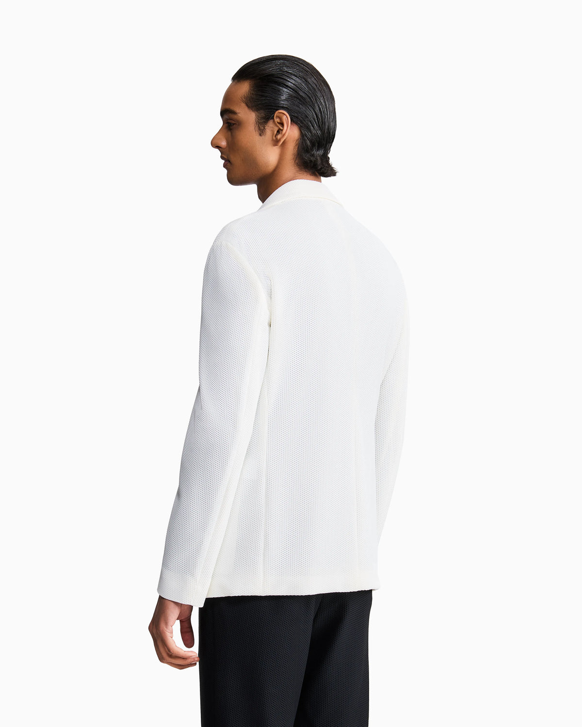 Single-breasted jacket in technical waffle fabric
