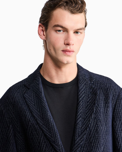 Blazer regular fit with silk and chenille macro chevron