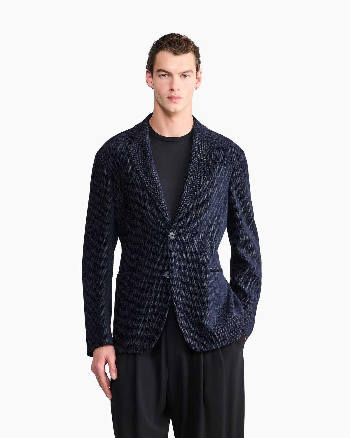 Blazer regular fit with silk and chenille macro chevron