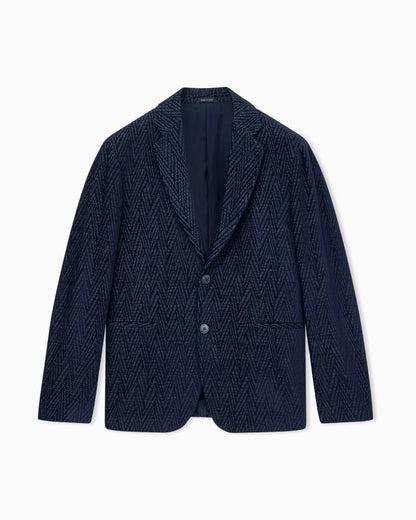 Blazer regular fit with silk and chenille macro chevron