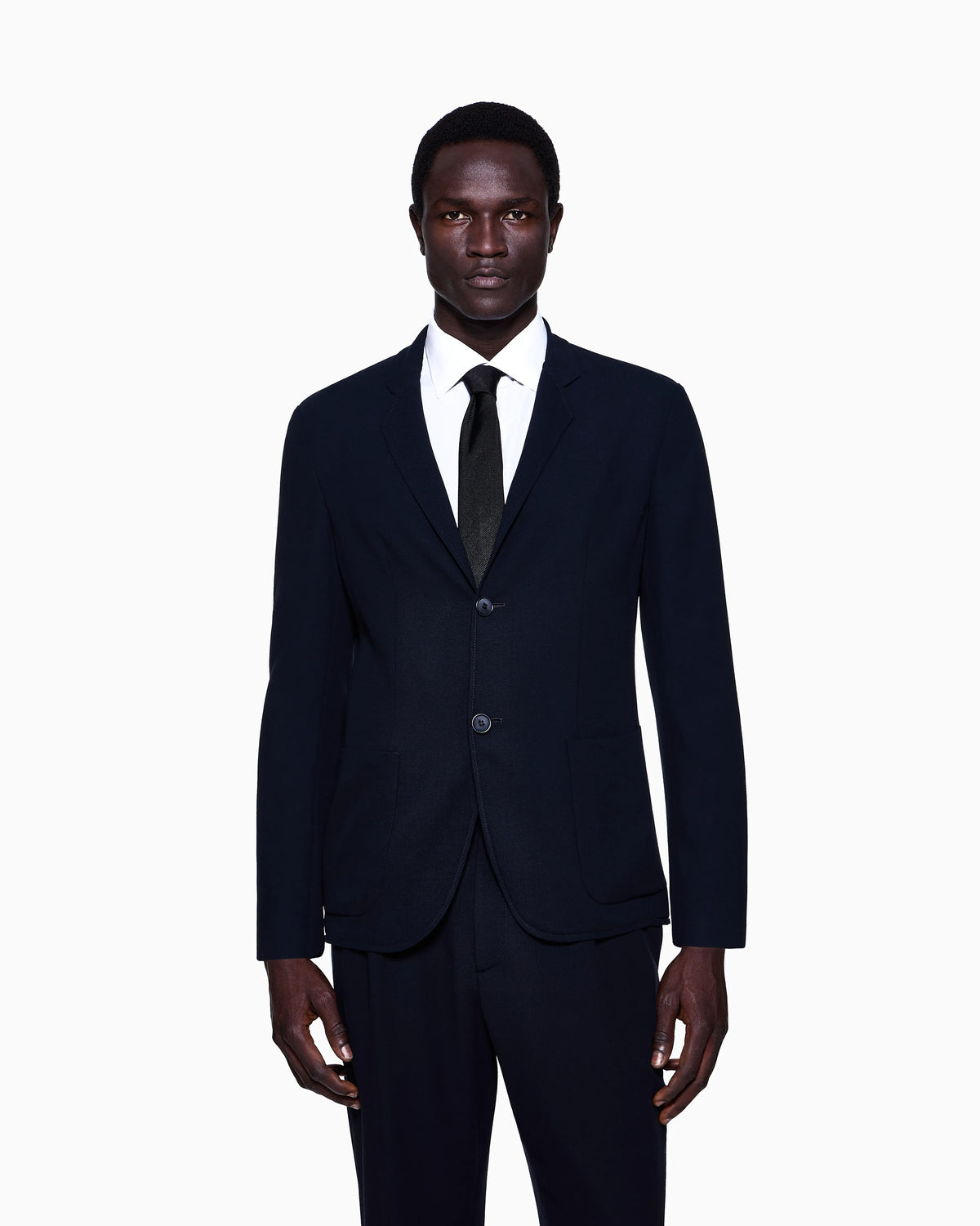 Wool crêpe single-breasted jacket
