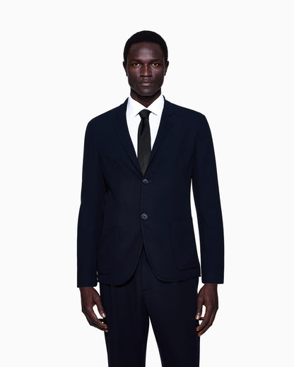Wool crêpe single-breasted jacket