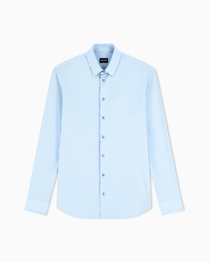 Slim-fit mélange cotton-blend jersey shirt