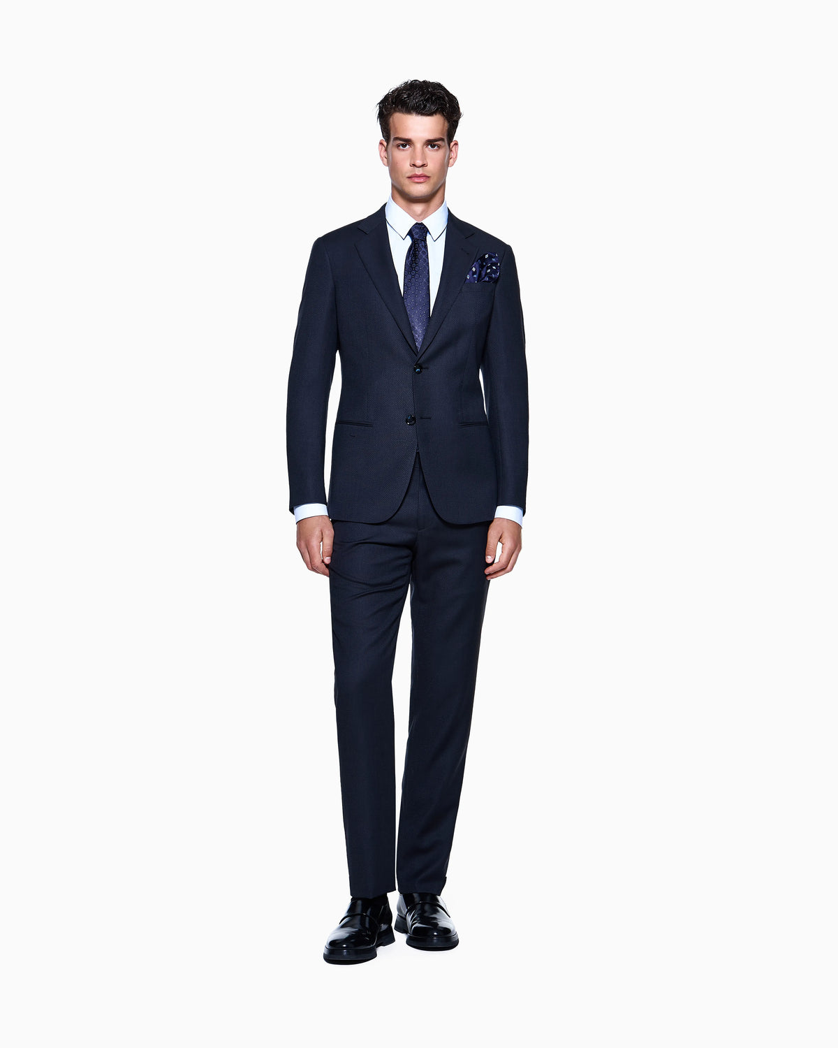 Slim-fit shirt in striped stretch cotton-blend jersey
