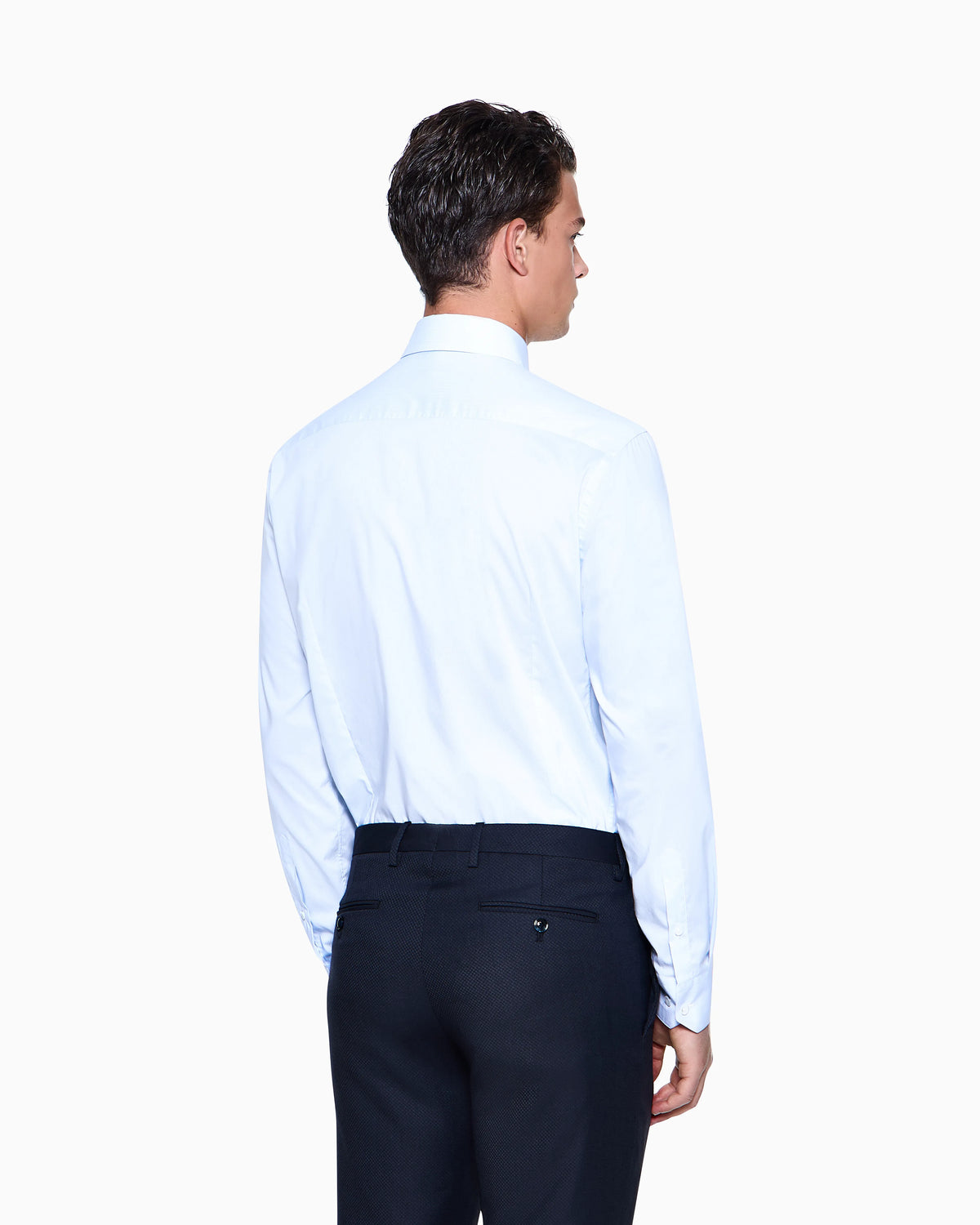 Slim-fit shirt in striped stretch cotton-blend jersey