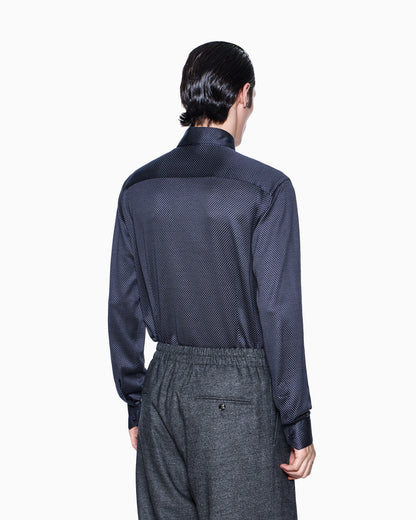 Slim-fit micro-jacquard silk and cotton jersey shirt