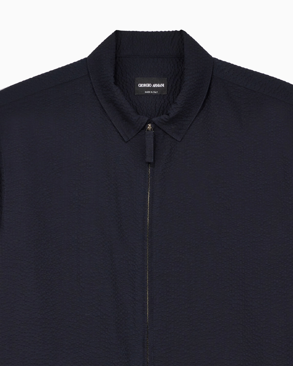 Seersucker shirt  in cotton with a slim fit and zip